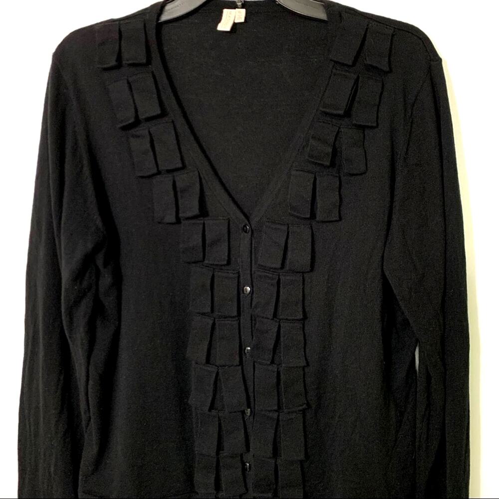 Madison V-Neck Cardigan Sweater Black XL